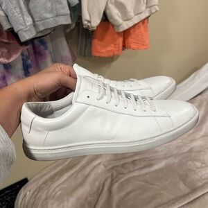 Oliver Cabell All-White Leather Low-Top Sneakers